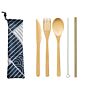 Customized Logo Portable Outdoor Travel Tableware Straw Utensils Eco Friendly Cutlery Set Bamboo