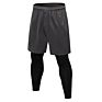 Customized Men Polyester Fitness Compression Pants Mens Sports Running Leggings with Gym Shorts 2 in 1