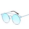 Customized Retro round Sunglasses Unisex Designer Classic Female Men Mirror Uv400 Protected Double Bridge Sunglasses