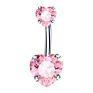 Cute Shining Multicolor Crystal Belly Ring Bling Belly Rings Double Heart Belly Rings Body Piercing