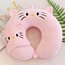 Cute Toy Cat Pattern Travel Pillow with Eye Mask Cartoon U Type Pillow Cotton Neck Care Flight Car Pillow Airplane Office Nap