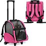 Deluxe Pet Carriers Backpack Heavy Duty Dog Cats Travel Rolling Carrier with Double Wheels