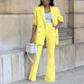 Design Autumn Two Piece Work Jacket Suit Women Single Button Purple Blazer Coat Pants Sets