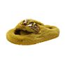 Design Gold Chain Plush Fluffy Slides Bedroom Shoes Womens Faux Fur Slippers