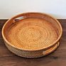 Design Hand Woven Natural Kitchen Serving Storage round Rattan Tray Rattan round Rattan Tray for Food