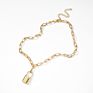 Design Jewelry Gold Metal Key Lock Chain Necklace Charm Multilayer Statement Lock Pendants Necklaces