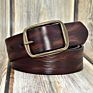 Design Men's Genuine Leather Belt with Solid Copper Buckle