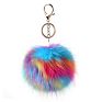 Design Rainbow Colorful 8Cm Hair Ball Pompons Keychain Key Chain Bag Pendant Car Jewelry Decoration