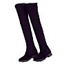 Designer Fall over Knee Leather Black Flat Boots for Women High