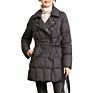 down Jacket Thick Elegant Tie Belt Waist Solid Color Women down Coat