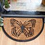 Dropshipping Half round Black Border Coco Doormat Heavy Duty Doormat Rubber-Backed Natural Coir Doormat