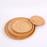 Eco-Friendly Reusable Dinner Bamboo Cutlery round Wooden Bamboo Plate