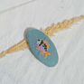 Embroidery Floral Leaf Snap Hair Clip Oval Square Fabric Sweet Retro Flower Hairpin Side Hair Clip Bb Clip for Women Girls