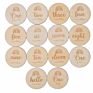 En71 Double Discs Etched Wreath Pregnancy Baby Milestone Wood Cards Wooden Memory Card for Pregnant Women Photo Souvenirs