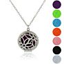 European Silver Color Essential Perfume Oil Diffuser Necklace Hollow Lotus Locket Aromatherapy Necklaces for Lady