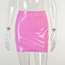 Fall Clothing Women Pink High Waisted Zipper Faux Pu Leather Lady Short Mini Pencil Skirt Ladies Lifting Skirts