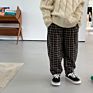 Fall Infant Baby Girls Brown Plaid Pant Toddler Kids Wool Brushed Trousers Casual Outfit C710101235