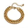 Finetoo Luxury Gold Cuban Link Chain Bracelet Gold Plated Punk Style Chunky Charm Bracelets for Women