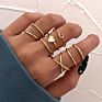 Finetoo Punk Simple Cross Finger Rings for Women Girls Pearl Heart Twist Ring Set Trend Jewelry