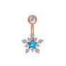 Five Pointed Crystal Star Belly Ring Blue Zircon Snowflake Clip on Navel Ring Surgical Steel Bars Body Piercing Jewelry
