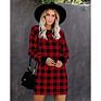 Forladies round Neck Long Sleeve Slim Plaid Printed Girl Dresses Elegant Casual Dress Women