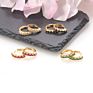 Foxi Korean Jewelry 18K Huggies Hoop Earring Women Gold Earrings Cz Stone Korean Earrings for Women