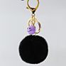 Fur Ball Keyring Imitation Faux Rex Rabbit Fur Ball Keychain Creative Car Key Chain Acrylic Smiley Hair Ball Pendant