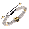 8mm white turquoise Crown Zircon Beads Bracelet