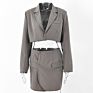 Ghx1585 Women Outfits 2 Piece Crop Blazer and Skirt Set