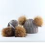 Girl Pompon Hats and Scarves Sets Knitted Warm Nature Fur Pom Pom Hat Scarf Thick Beanies Hats Kids Baby Solid Bones