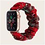 Girly Scrunchies Watch Bands for Apple Watch 38Mm 42Mm 40Mm 44Mm Leopard Flowers Printed Fabric Elastic Strap for Iwatch 7 6 Se