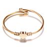 Gold Heart Stainless Steel Bangle Charm Bracelet for Women N95091