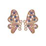 Gold Plated Statement Pearl Stud Earrings Jewelry Colorful Rhinestone Butterfly Wings Earrings for Women