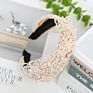 Hande Made Knotted Wide Headbands Women Lace and Pearl Elastic Accessories Headband