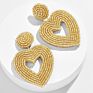 Handmade Boho Style Colorful Big Heart Shape Seed Bead Earrings for Women Jewelry