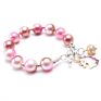 Handmade Diy Magic Color Pearls Beads Bracelets for Baby Girls Mermaid Shell Acrylic Beads Charm Bracelets