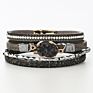 Handmade Magnetic Clasp Braided Gemstone Men Bracelet Gennine Synthetic Leather Mens Leather Bracelet