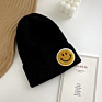 Hf Candy Color Smiley Face Label Warm Knitted Hat