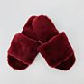 High Hope Grey Women's Cross Band Furry Slippers House Shoes Indoor Comfortable Rabbit Faux Fur Slipper