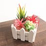 Hotsale Indoor Decoration Desk Plant Artificial Succulents Plant with Wood Fence Base for Home Office Decoration