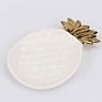 Hy Gold White Pineapple Ceramic Plate Porcelain Candy Trinket Tray Dish Jewelry Storage Tableware Decorative