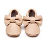 Infant Genuine Leather Shoes for Girls Rose Gold Toddler Bow Fringe Soft Soled First Walkers Kids Girl Moccasins Non-Slip Shoes