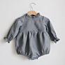 Infant Wear Lace Playsuit Baby Girls Linen Ruffle Romper Long Sleeve for Autumn