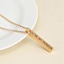 Inspirational Mantra Personalized Engraving Slogan Quote Message Vertical Bar Stainless Steel Pendant Necklace for Men