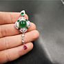 Jade 925 Silver Inlaid Green Chalcedony Egg-Shaped Pendant Emerald Green Agate Pendant Female Jade Pendant
