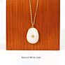 Jd Gemstone Copper Edging Necklace Oval Pendant Rose Quartz Jade Amazonite Gray Moonstone Semi-Precious Stone Jewelry