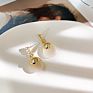 Jewelry 925 Silver Needle Korean East Gate Geometric round Earrings Temperament Cat's Eye Stone Earrings Ins Net Red Simple For