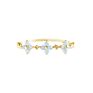 Jewelry 925 Sterling Silver 14K Gold Plated Flower Ring Three Blue Blossom Ring with Cubic Zircon