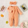 K1119387 Baby Clothing Footed Rompers Pajamas Cute Solid Color Long Sleeve Button down Kid Newborn Girl Boy Jumpsuits