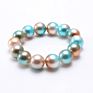 Kids Children 12Mm Cute Mermaid Beads Jewelry Fancy Tie Dye Acrylic Pearl Beaded Elastic Bracelets